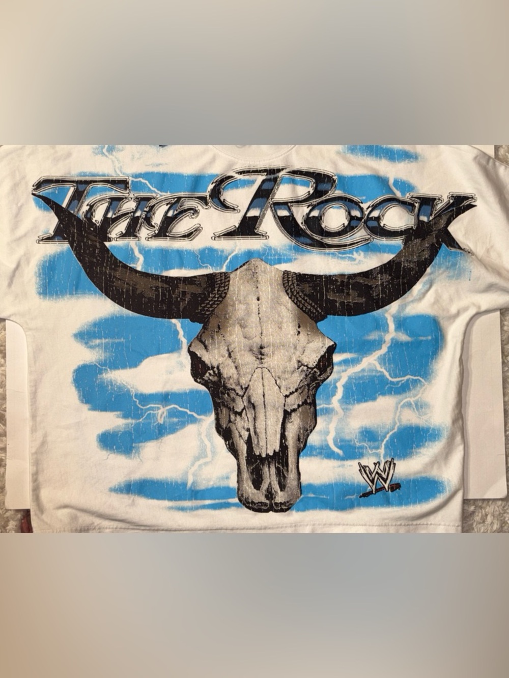 The Rock WWE Skull Graphic Tee - White & Blue